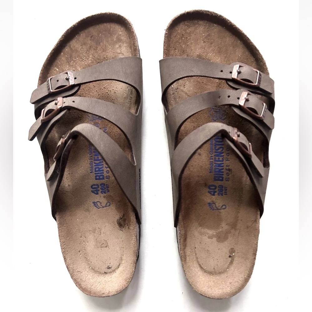 Birkenstock | Women's Florida Soft Footbed Sandals Size 40 Brown Straps Buckle - Picture 4 of 9